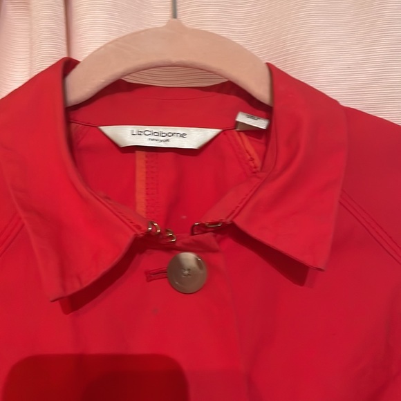 RED LIZ CLAIBORNE BUTTON TOPCOAT OVERCOAT TRENCH JACKET - Picture 2 of 4